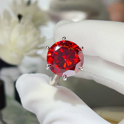 Color Moissanite Ring for Women, 5 Carat & 10 Carat Round Solitaire Engagement Ring