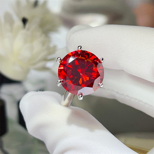 Color Moissanite Ring for Women, 5 Carat & 10 Carat Round Solitaire Engagement Ring