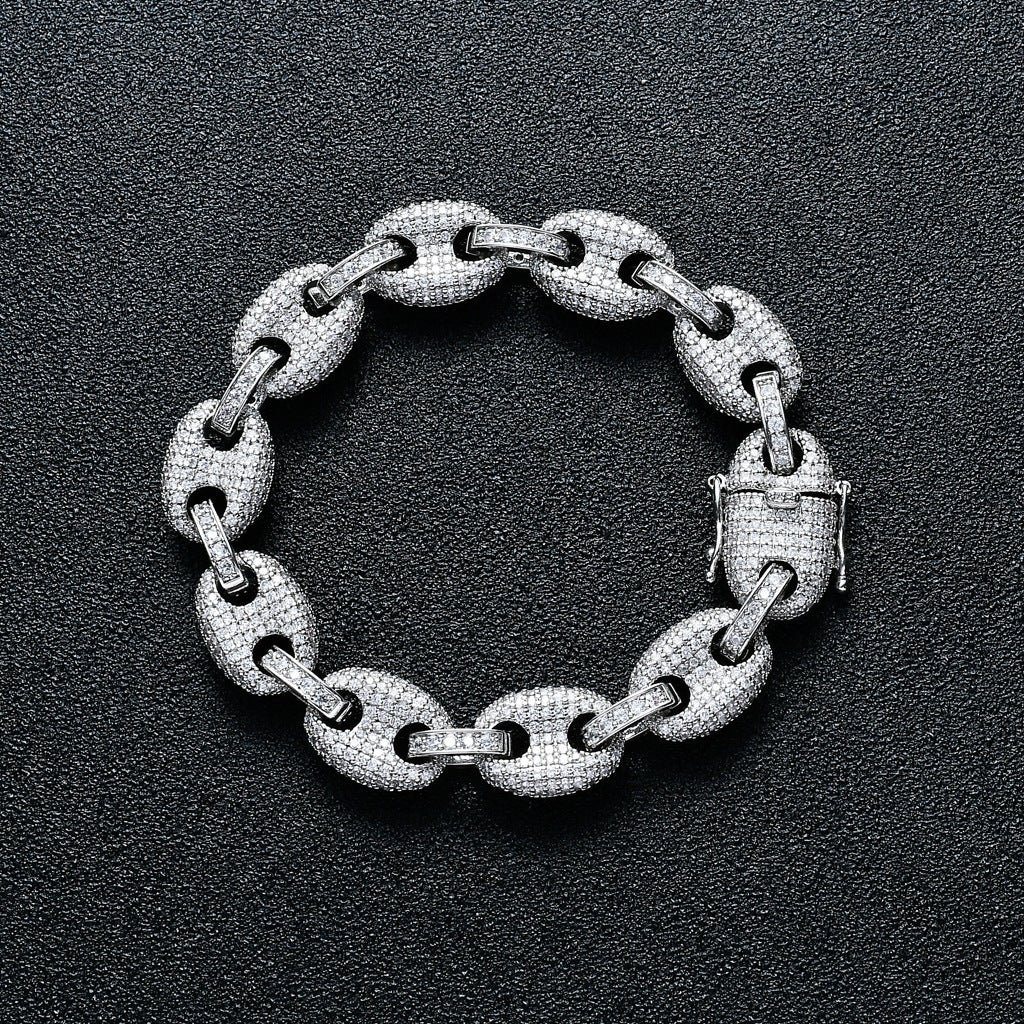 Hip Hop Light Luxury Heart Tennis Chain Cubic Zirconia Bracelet for Men and Women