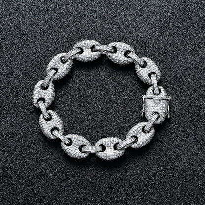 Hip Hop Light Luxury Heart Tennis Chain Cubic Zirconia Bracelet for Men and Women