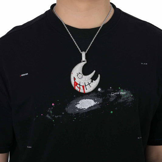 Hip Hop Crescent Moon Copper Pendant Necklace for Men and Women
