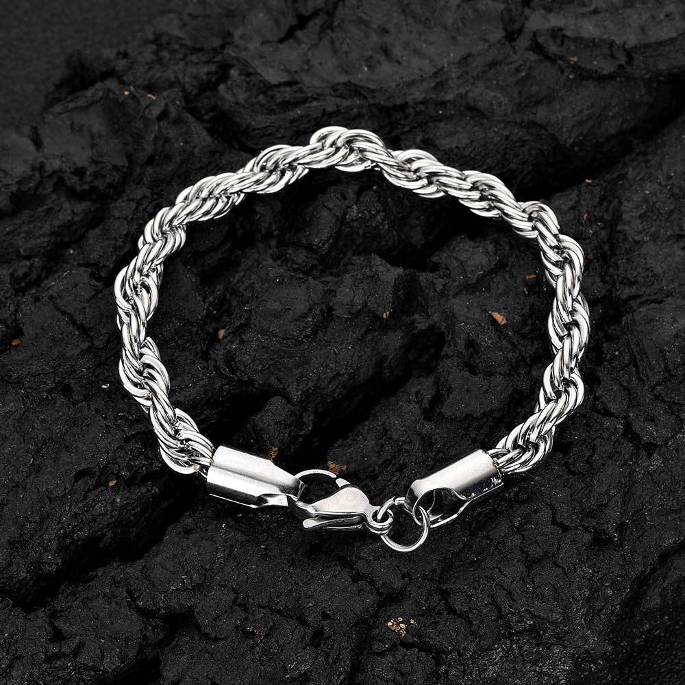 2-10 mm Polished Twisted Rope Stainless steel Bracelet - CHA094 product image