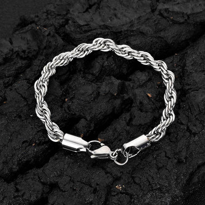 2-10 mm Polished Twisted Rope Stainless steel Bracelet - CHA094