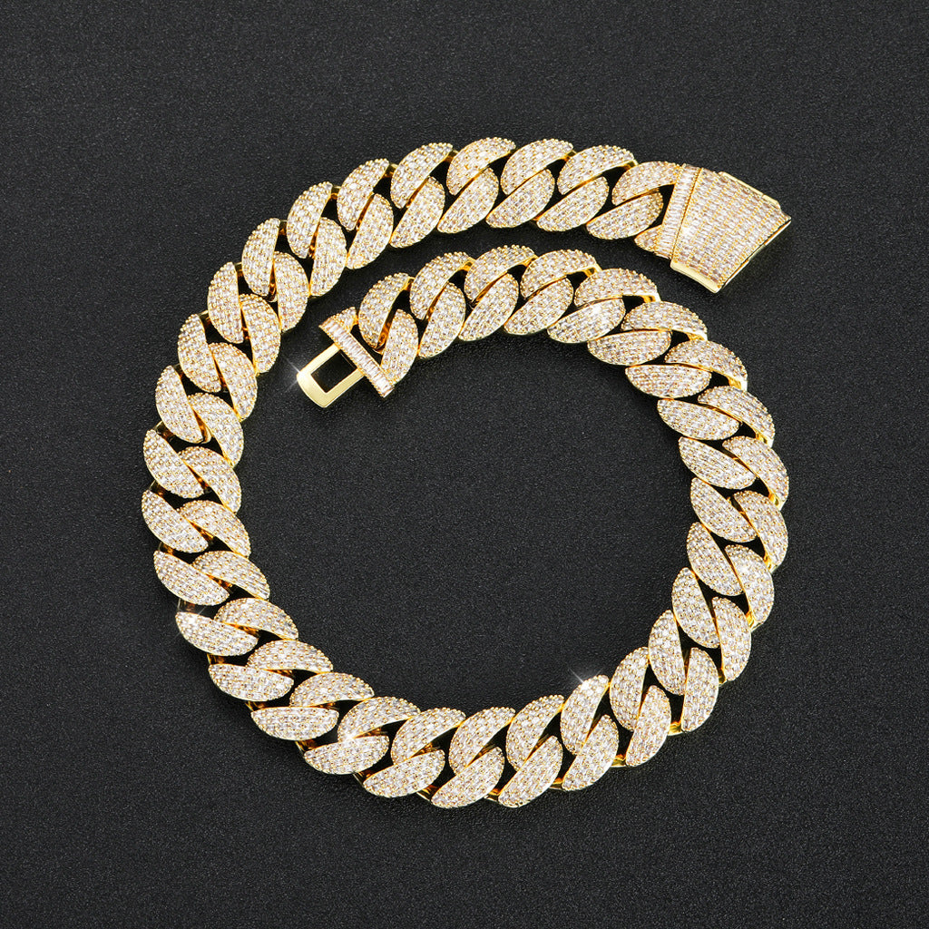 Hip Hop Light Luxury Cuban Link Cubic Zirconia Necklace for Men