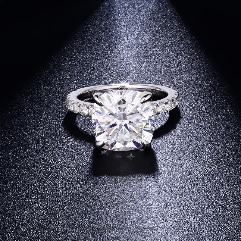 5 Carat Cushion Cut Moissanite Ring for Women, S925 Sterling Silver Pave Engagement Ring product image