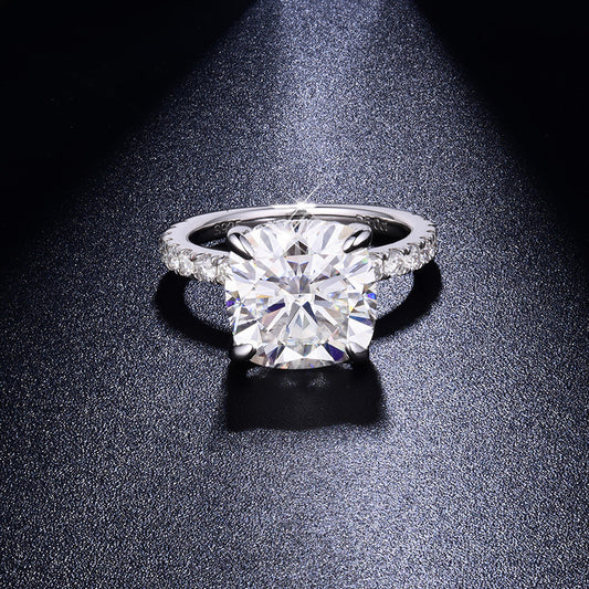 5 Carat Cushion Cut Moissanite Ring for Women, S925 Sterling Silver Pave Engagement Ring alternate product image