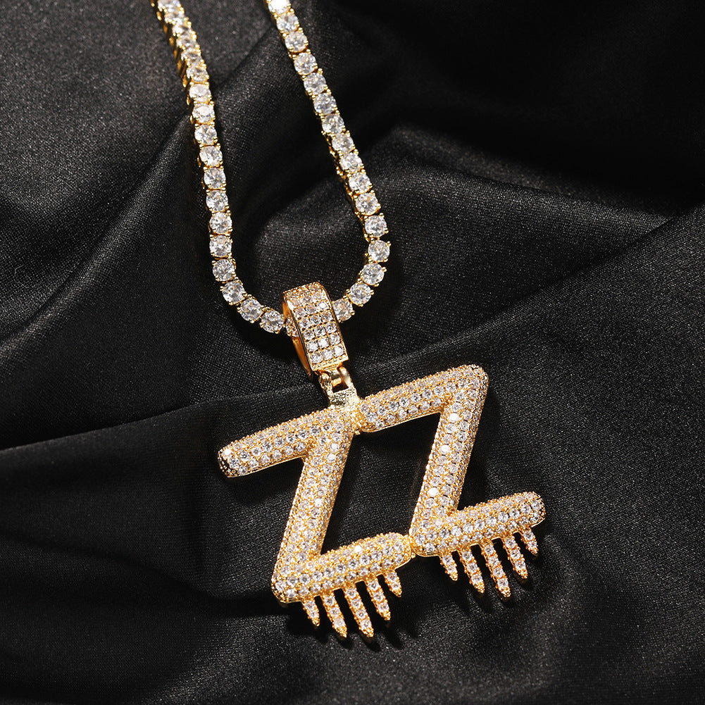 Personalized Iced Out Letter Pendant Necklace for Men - Custom Cubic Zirconia Initial Chain in Gold or Silver Tone