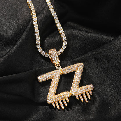 Personalized Iced Out Letter Pendant Necklace for Men - Custom Cubic Zirconia Initial Chain in Gold or Silver Tone