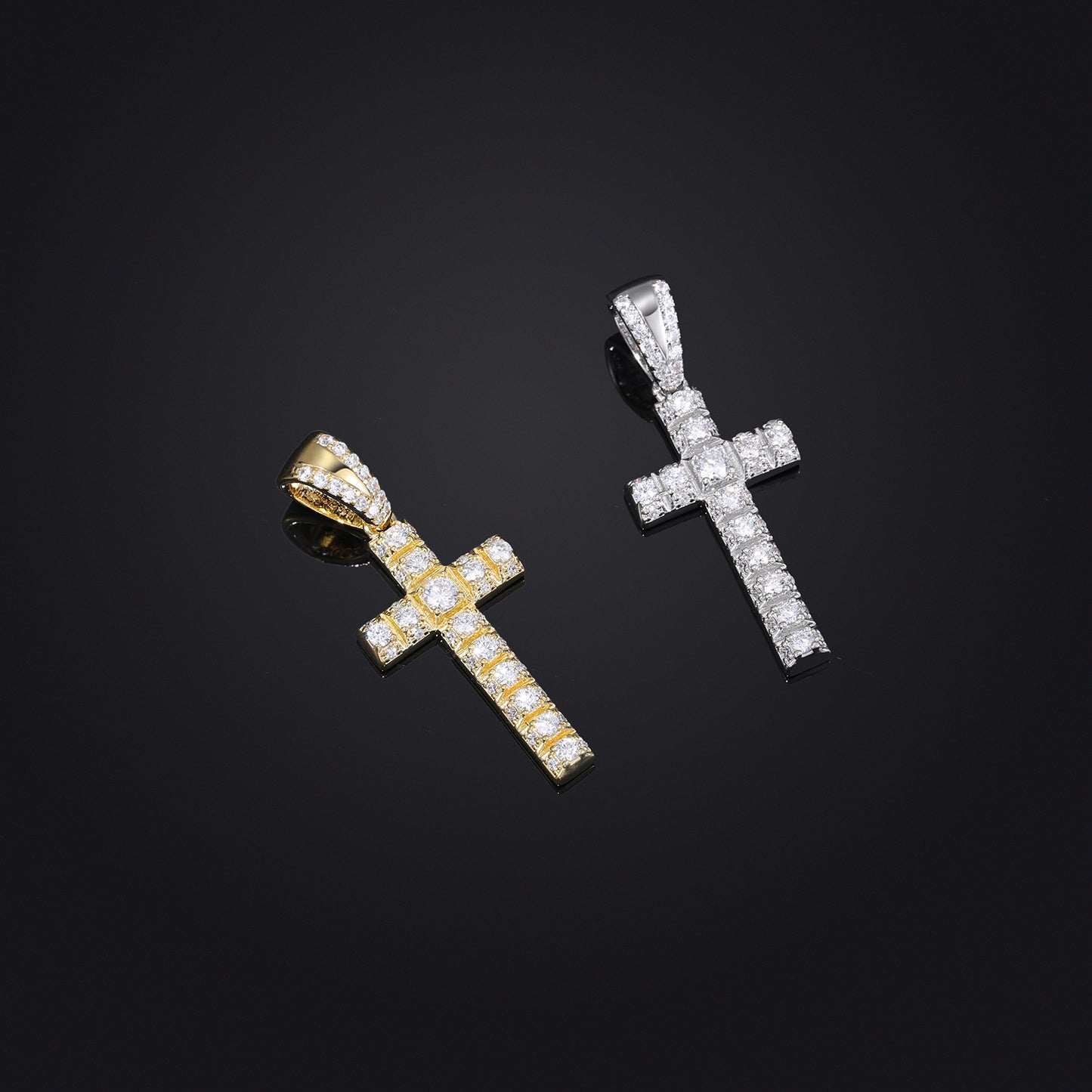 Iced Out Cross Pendant Cuban Link Necklace in Gold Tone with Cubic Zirconia product image