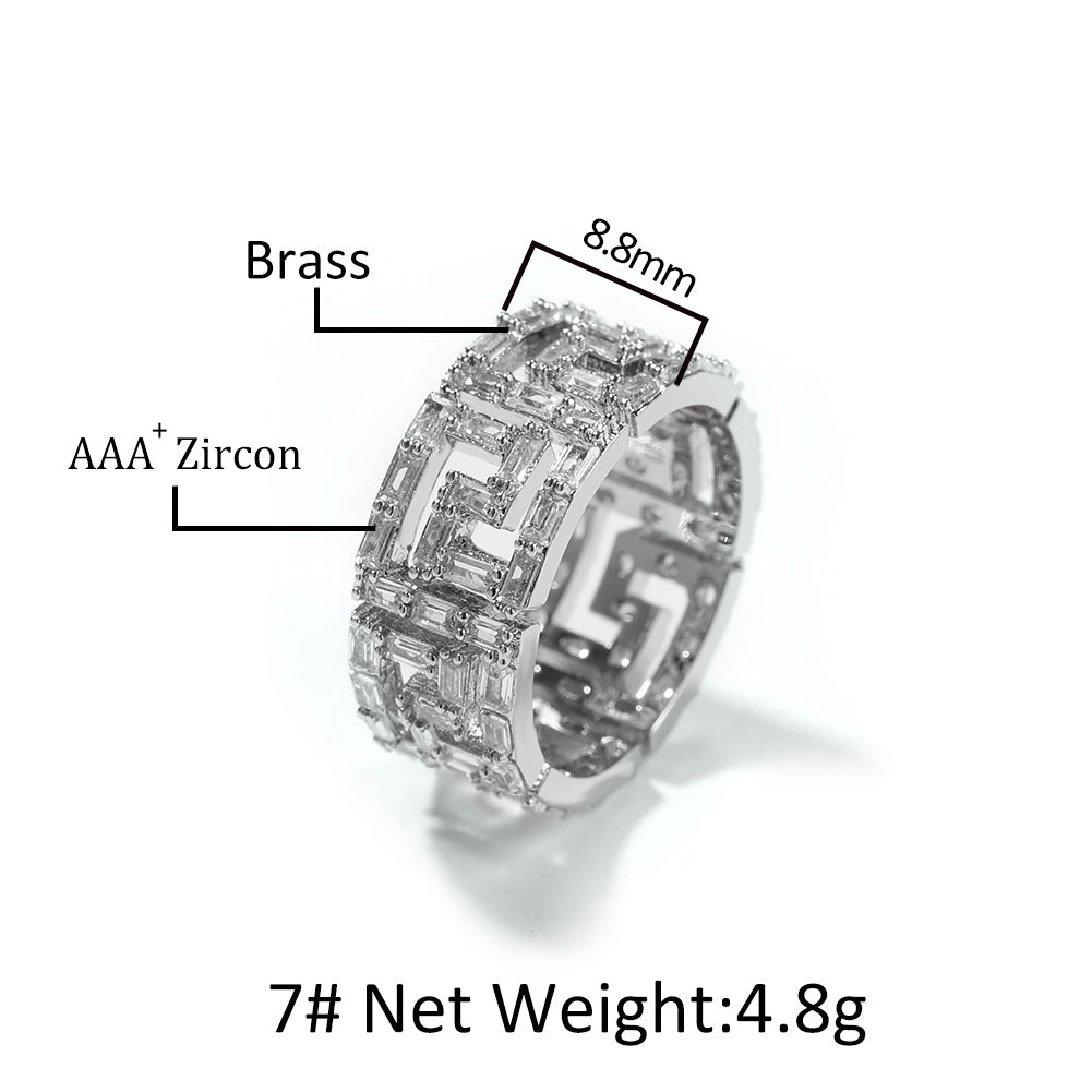 Silver Plated Cubic Zirconia Statement Ring for Women & Men – Round Hip Hop Style Band, Size 7 product image