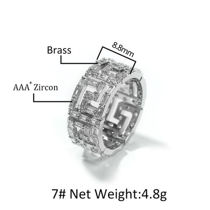 Silver Plated Cubic Zirconia Statement Ring for Women & Men – Round Hip Hop Style Band, Size 7