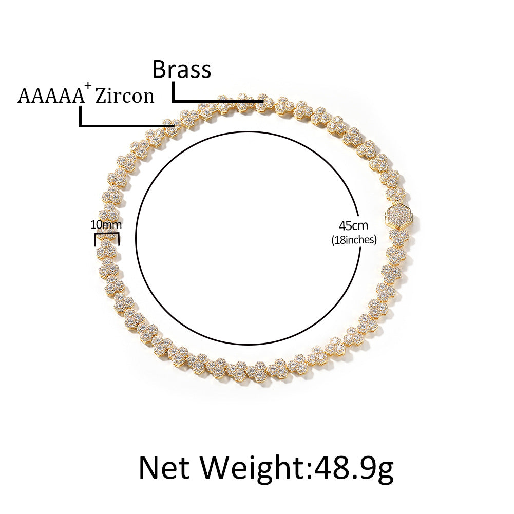 Men’s Irregular Cubic Zirconia Pendant Necklace – Gold Plated or Silver Plated Hip Hop Statement Chain product image
