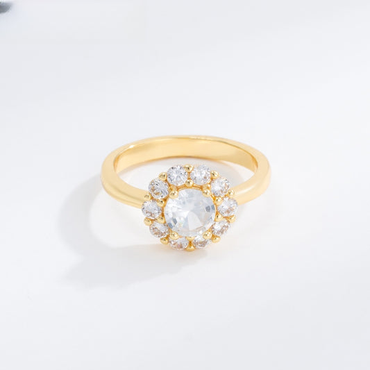 Gold Plated Cubic Zirconia Star Ring for Women – Elegant Minimalist Stackable Statement Ring