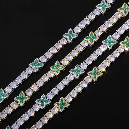 5 mm Clover CZ Tennis Hip Hop Bracelet with Copper Base - CHA424 alternate product image
