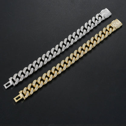 Hip Hop Minimalist Cross Square Cuban Link Cubic Zirconia Bracelet for Men