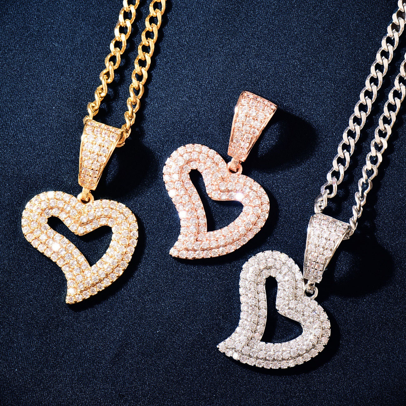 Iced Out Heart Pendant Necklace
