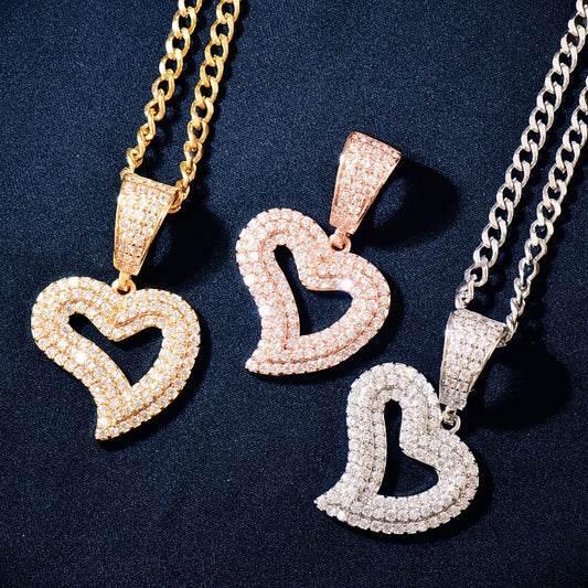 Iced Out Heart Pendant Necklace