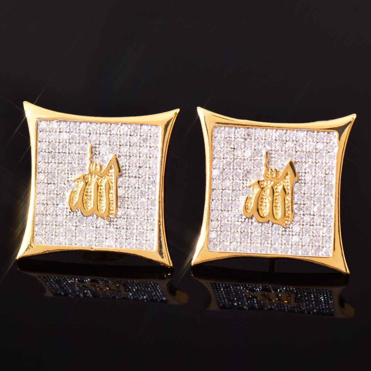 Unisex Square Script Hip Hop Stud Earrings product image