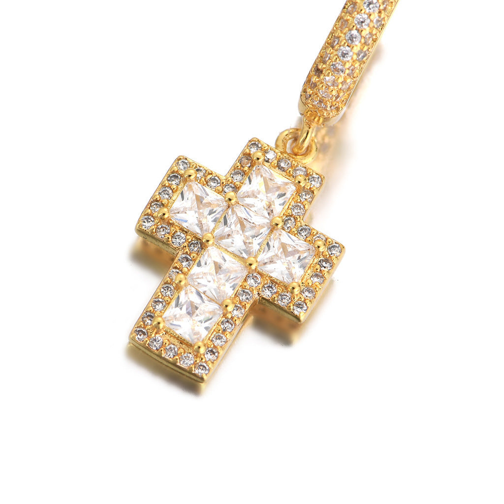 Cross Square Cubic Zirconia Earrings for Men