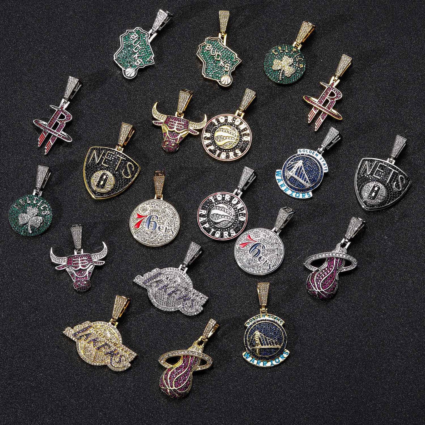 Hip Hop Geometric Round Dragon Cubic Zirconia Pendant Necklace for Men and Women
