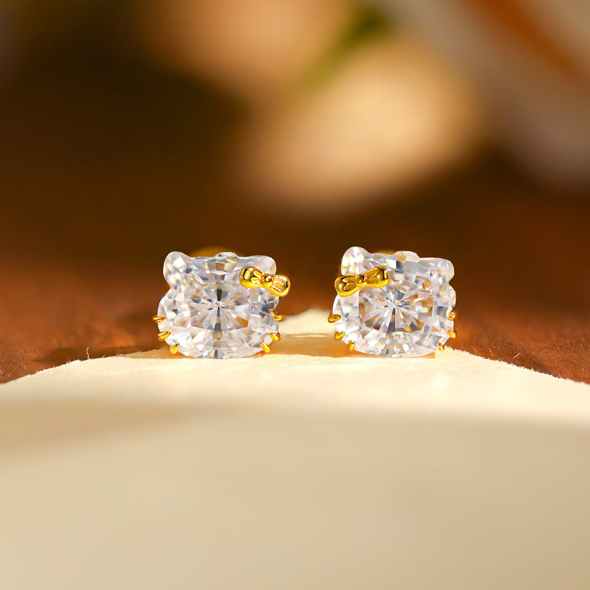 Square Crystal Necklace and Stud Earrings Set, Clear Stone Jewelry product image