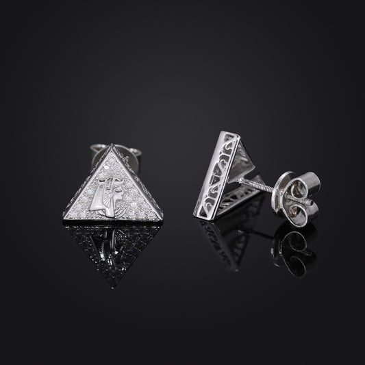 Geometric Triangle Stud Earrings, Sparkling Stone Hip Hop Earrings for Men and Women alternate product image