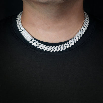 12mm Iced Out Cuban Link Chain Bracelet Necklace, Cubic Zirconia Hip Hop Unisex