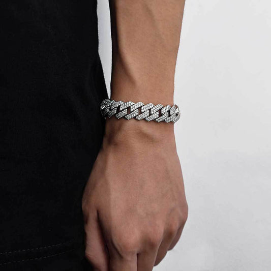Iced Out Cuban Link Chain Bracelet 12mm Zircon Link Chain for Men and Women alternate product image