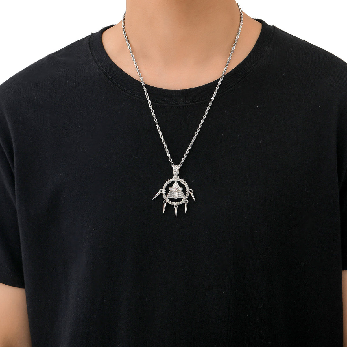Hip Hop Vintage Geometric Copper Pendant Necklace for Men and Women product image