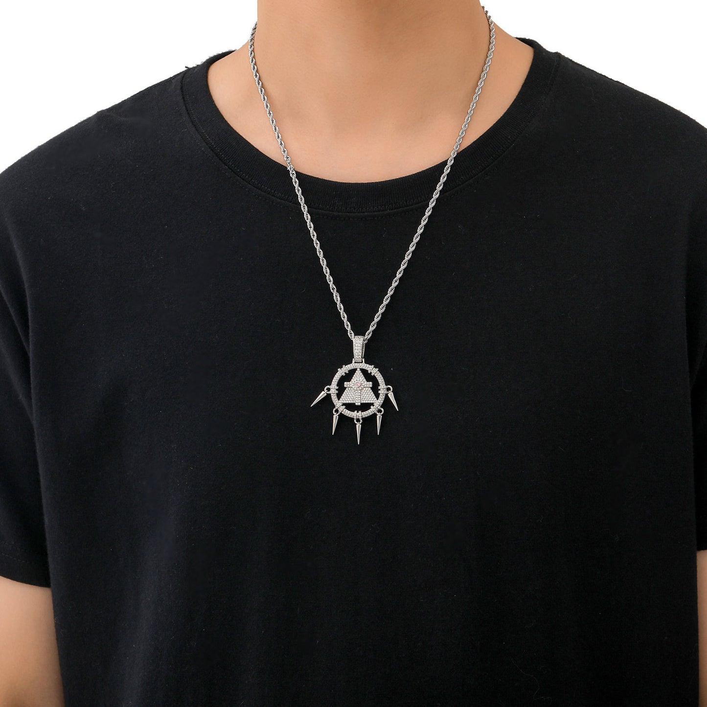 Hip Hop Vintage Geometric Copper Pendant Necklace for Men and Women