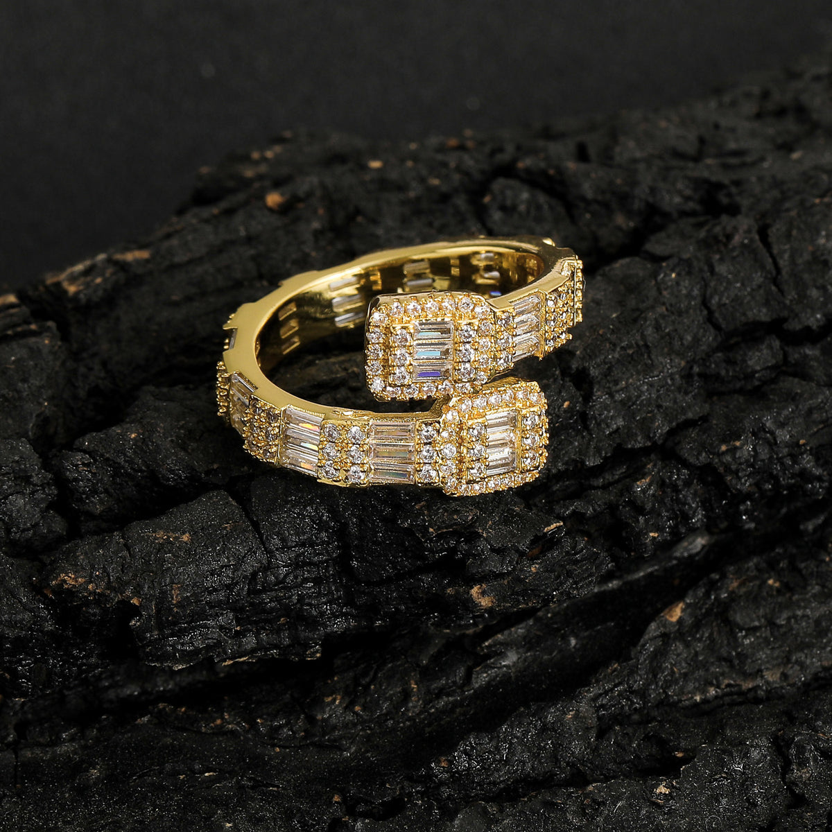 Hip Hop Light Luxury Square Cubic Zirconia Ring for Men and Women product image