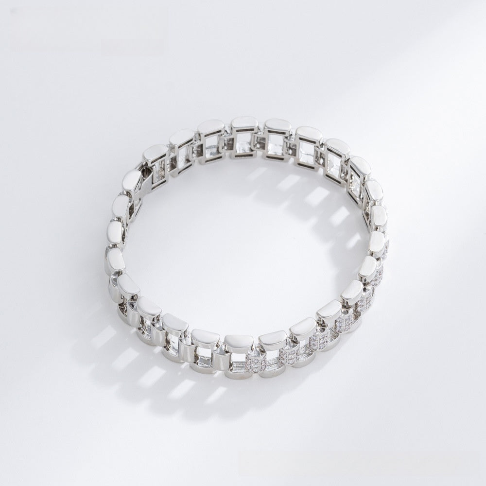 Rectangular Link Watch Band Bracelet for Women Elegant Statement Jewelry