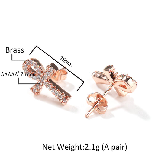 Unisex Cubic Zirconia Ribbon Stud Earrings in Gold, Silver & Rose Gold