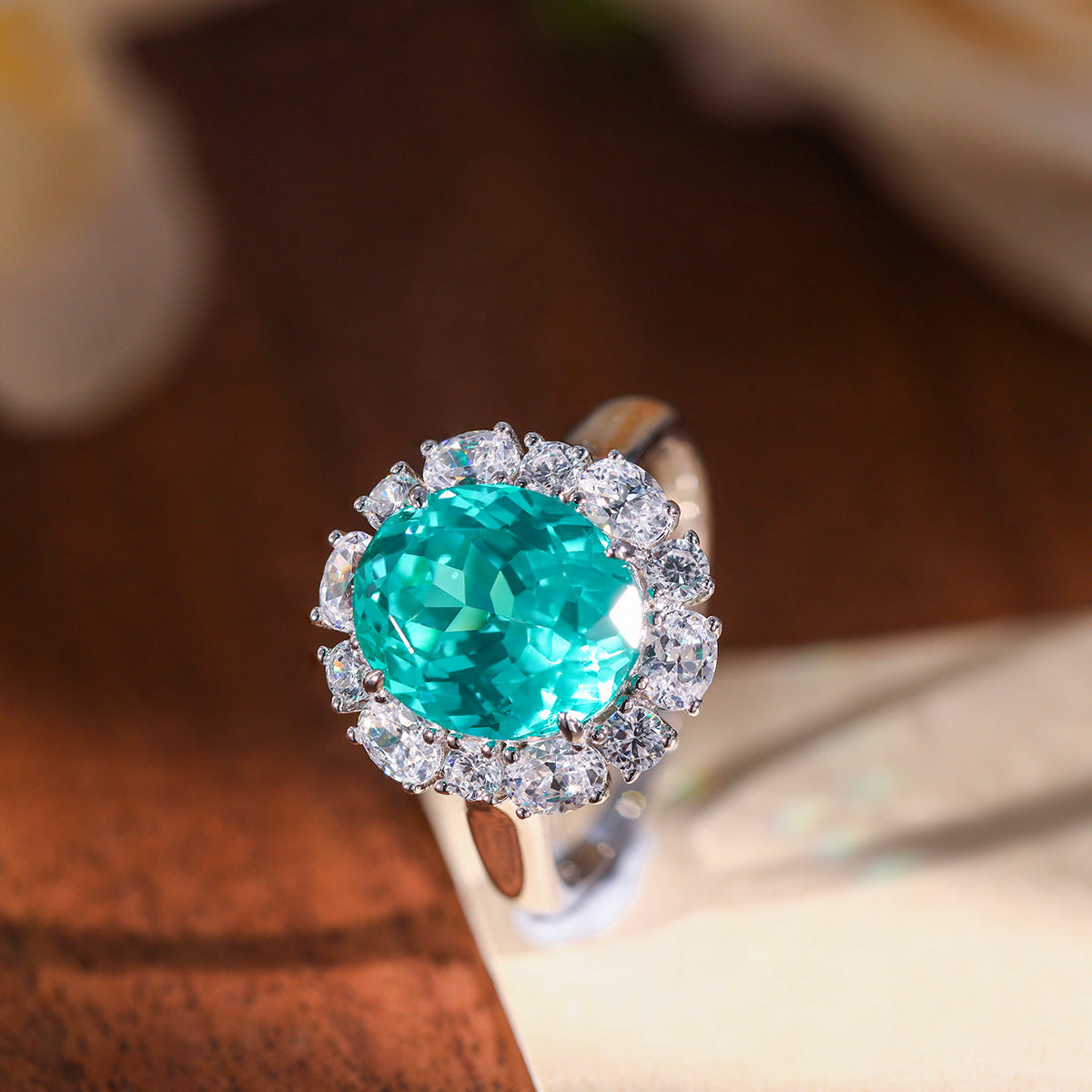 Paraiba-Style Oval Green Blue 925 Silver Matching Jewelry Set product image