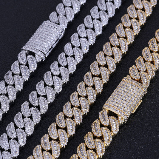 12 mm Mixed-Cut Iced Cuban Hip Hop Necklace with Cubic Zirconia on a Copper Base - CHA296 alternate product image