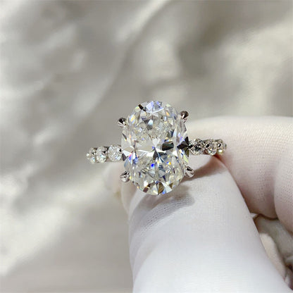 Moissanite Ring for Women, Geometric Oval Statement Engagement Ring, 3 Carat 5 Carat 8 Carat