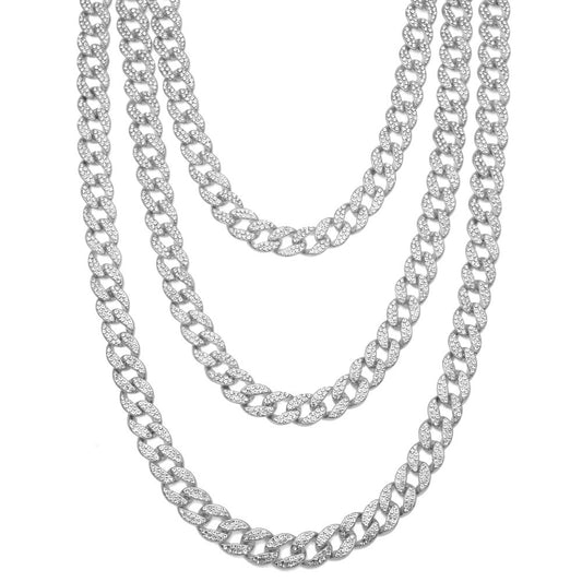 Iced Cuban Link Chain Necklace for Women and Men - Gold Plated or Silver Plated Statement Hip Hop Pendant Chain, 18 to 30 Inch