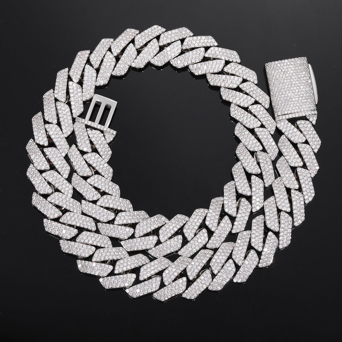 Iced Out Cuban Link Chain Necklace Bracelet Set in Gold or White Gold Tone product image