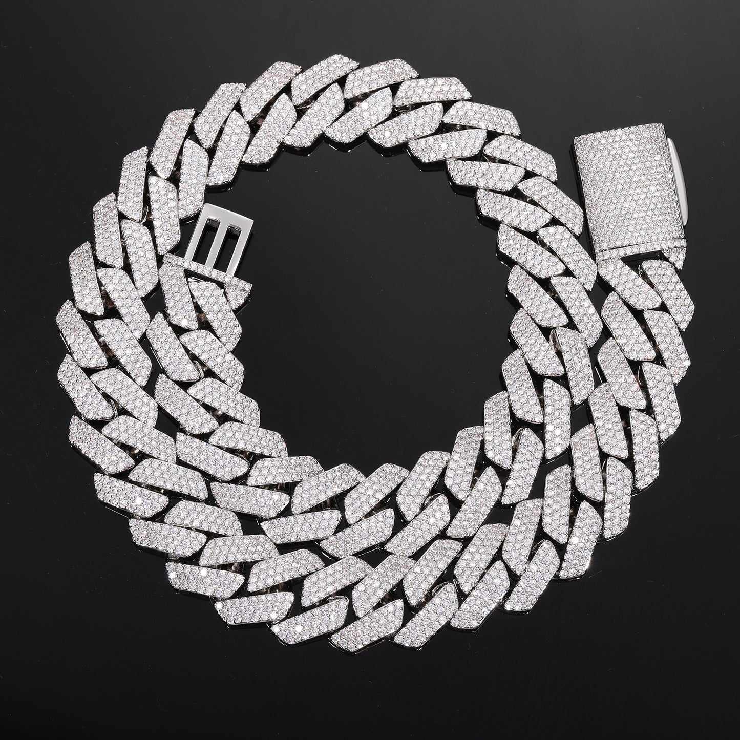 Iced Out Cuban Link Chain Necklace Bracelet Set in Gold or White Gold Tone product image