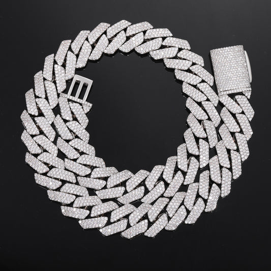 Iced Out Cuban Link Chain Necklace Bracelet Set in Gold or White Gold Tone alternate product image