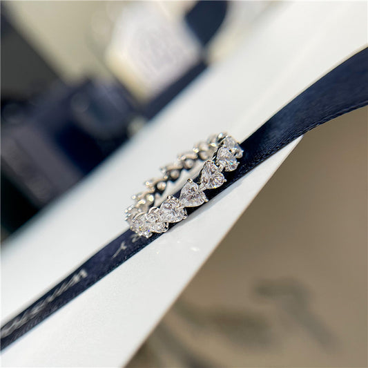 Heart Shape Tennis Bracelet, 18K Gold Style Crystal Bangle, Stackable Wrist Jewelry alternate product image