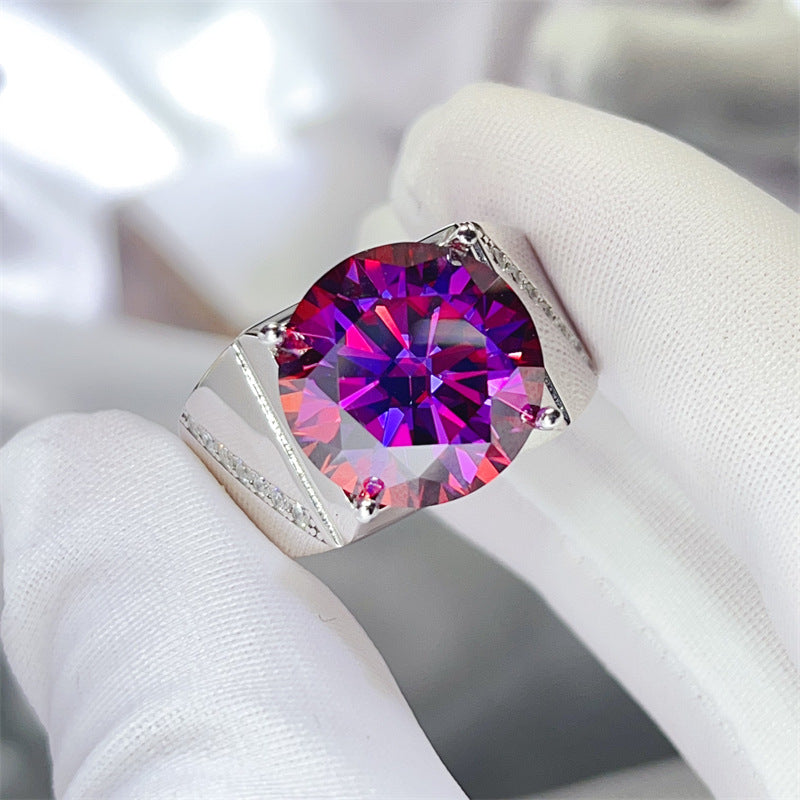 Men’s Purple Moissanite Ring with Wide Band, 5 Carat or 10 Carat Statement Ring product image