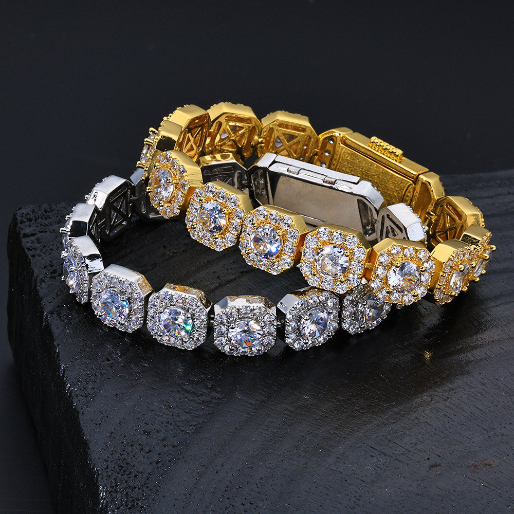 10-12 mm Square Halo CZ Link Copper Bracelet - CHA091 product image