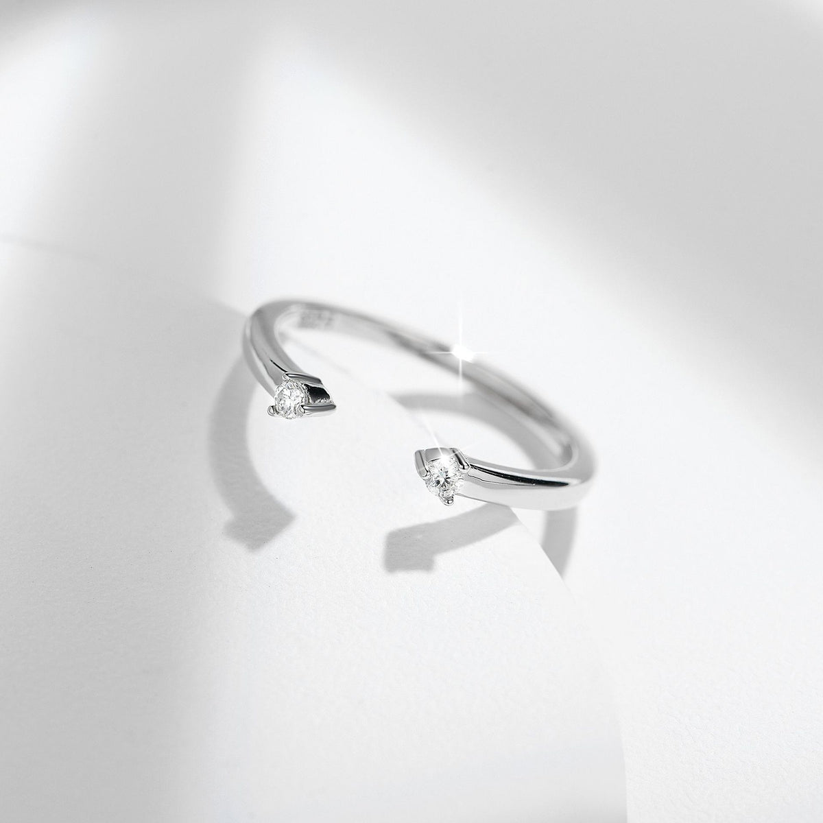 S925 Moissanite Open Ring for Women, Double Stone Promise Ring product image