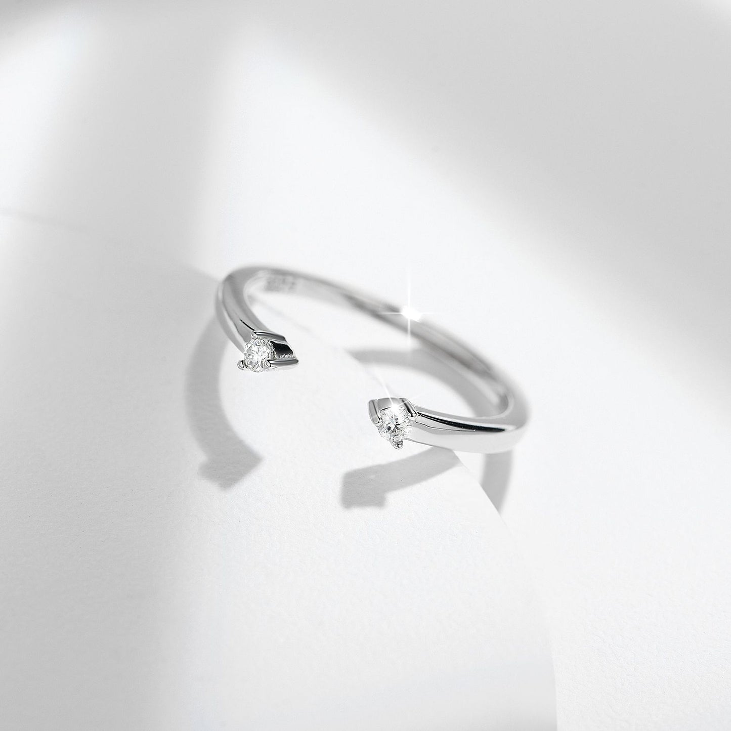 S925 Moissanite Open Ring for Women, Double Stone Promise Ring product image