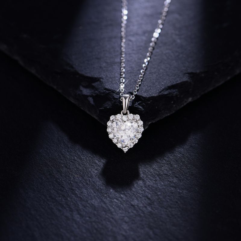 Heart Moissanite Pendant Necklace, S925 Sterling Silver, 18K Gold Plated product image