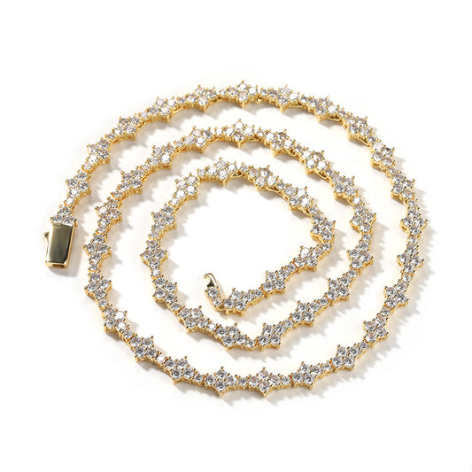 Unisex Crystal Line Chain Necklace & Bracelet - Silver or Gold Color Statement Jewelry