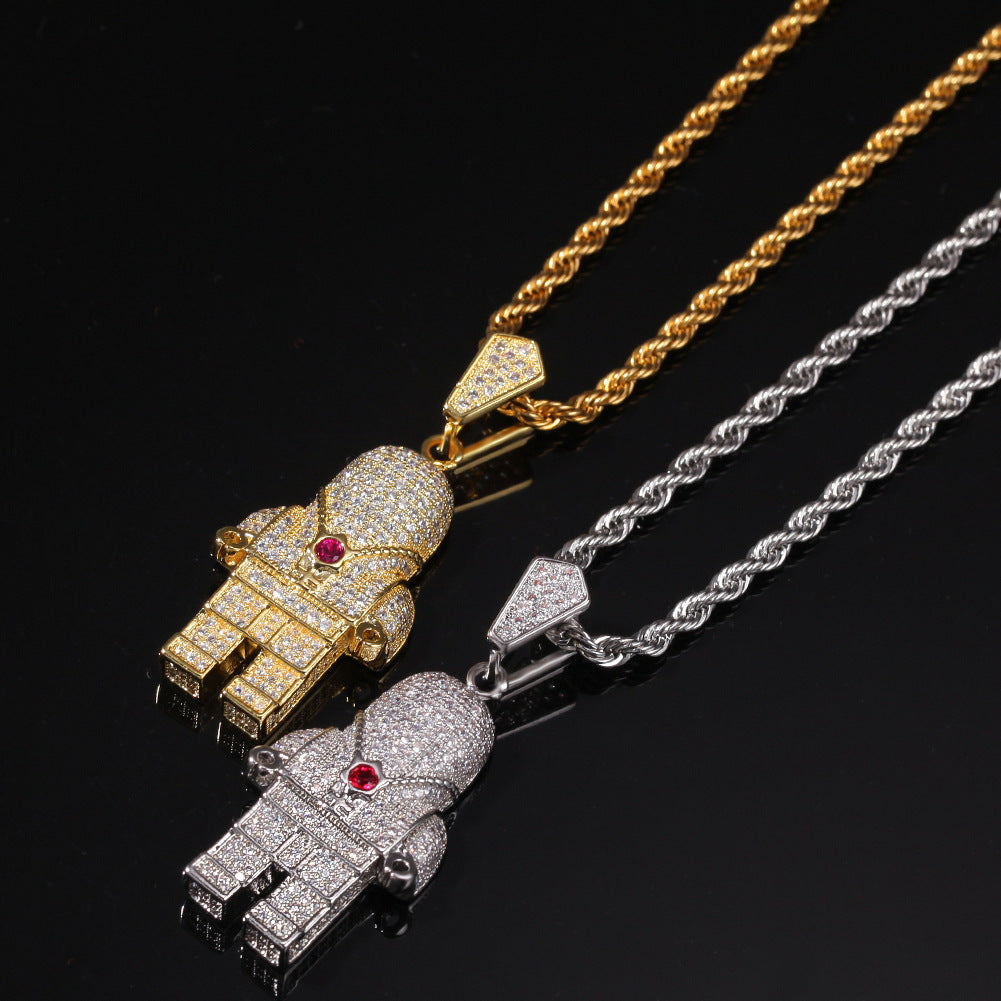 Iced Astronaut Pendant Necklace for Women & Men with Cubic Zirconia Hip Hop Chain in Gold, Silver & Two-Tone product image