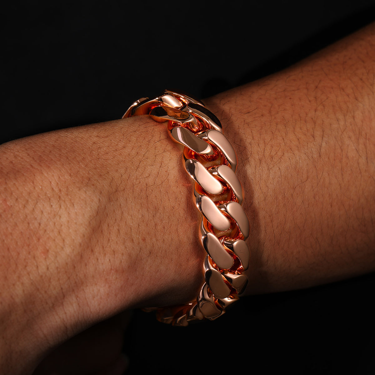 Rose Gold Iced Out Cuban Link Chain Necklace & Bracelet Set in Cubic Zirconia product image