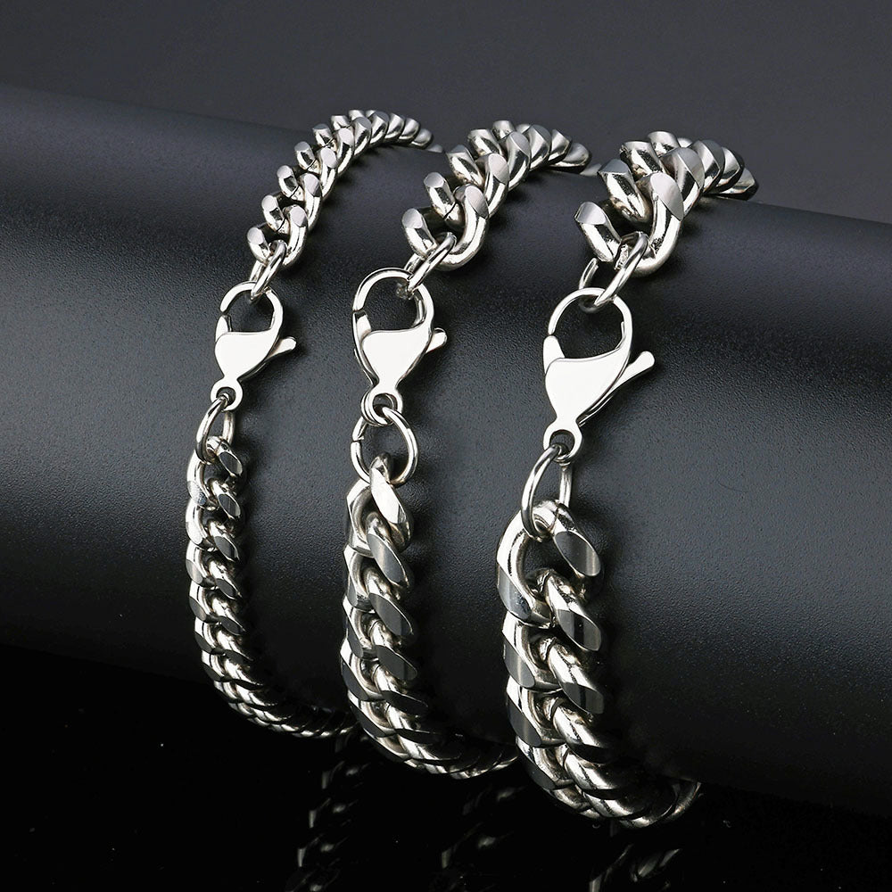 4-9 mm Faceted Polished Cuban Hip Hop Bracelet with Stainless steel Base - CHA163 product image